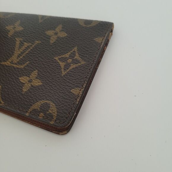 Louis Vuitton LV Brown Folding Monogram Leather Card ID Wallet Small Authentic - Picture 10 of 10